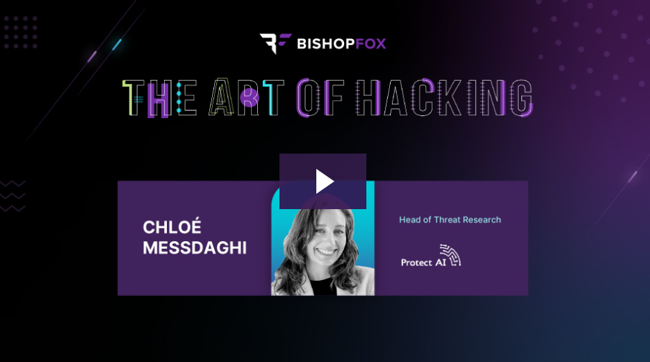 Dark purple background with photo of Chloe Messdaghi in the center.