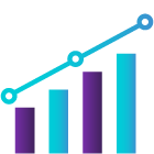 A bar graph showing constant growth with an upward trend.