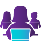Icon of people working on laptops