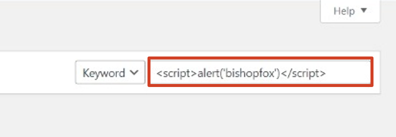 Visible payload in the search bar after an administrator navigated to the search results of a malicious plugin installation interface URL after a specific payload search term was entered.