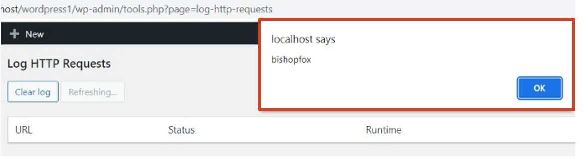 JavaScript payload being executed after page load.