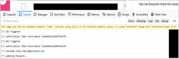 XSS triggered