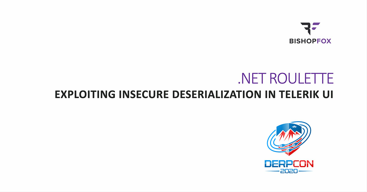 Cover page .net roulette exploiting insecure deserialization in Telerik ui