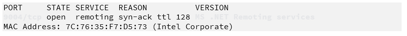 Screenshot of the TCP port scan of a Netwrix Auditor Server