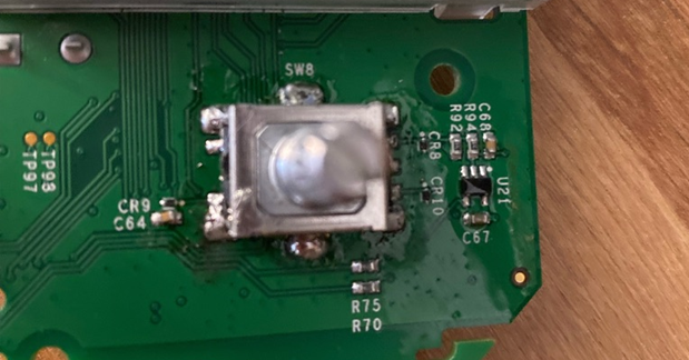 Resistors on back of the board explaining the resistance