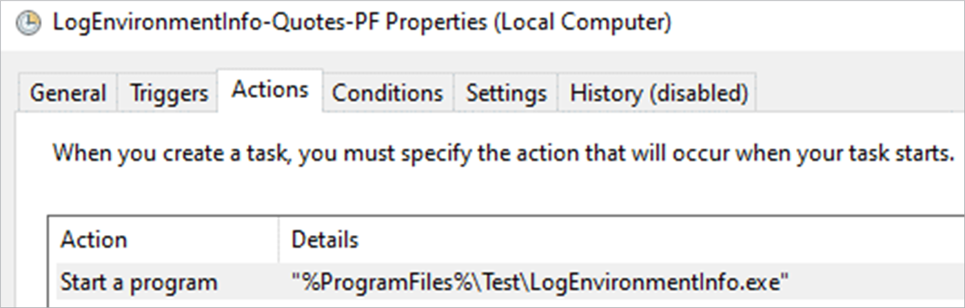 Task definition referencing environment variable and path without spaces