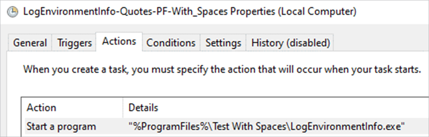 Task definition referencing environment variable and path with spaces