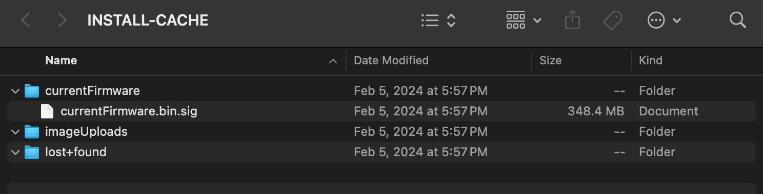 Volumes with INSTALL-CACHE