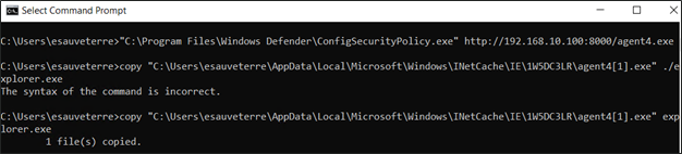 Downloading the payload screenshot.